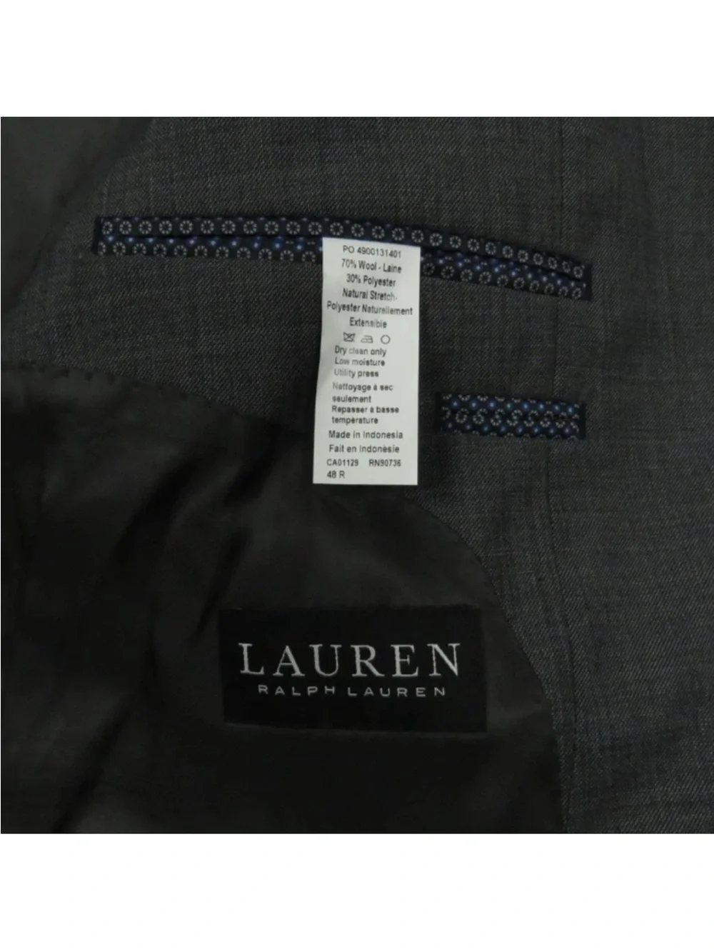 Lauren Ralph Lauren Wool Blend Stretch Black Label Blazer Sport Coat Jacket 48 R